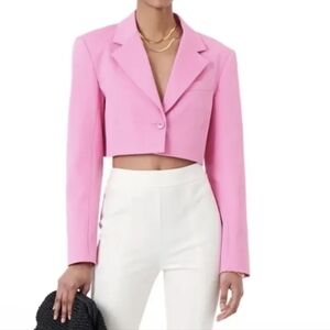 Derek Lam 10 Crosby Courtney Pink Crop Single-Breasted Cropped Blazer Size 2